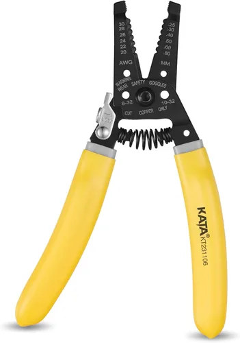 Miniatura 12 de KATA Pelacables de 7 pulgadas, cortador de alambre, herramienta de pelado/corte para alambre trenzado de 6-12 AWG y corte de 8-32 tornillos