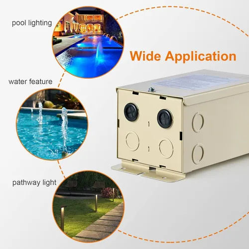Miniatura 6 de Suraielec Transformador de luz de piscina de 300 W, 120 V CA a 12 V 13 V 14 V CA Multi Tap Salidas, transformador de paisaje de bajo voltaje
