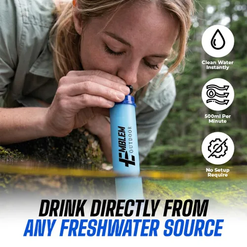 Miniatura 4 de Paja de filtro de agua portátil, 2 popotes de agua para purificar el agua cuando acampas, senderismo, emergencia y desastre – Filtro de agua