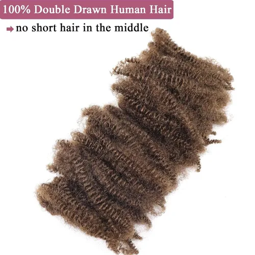 Miniatura 3 de HAPPY&CC Afro Kinkys - Extensiones de cabello humano a granel para extensiones de rastas de 10 pulgadas, 1.76 onzas, #4, color marrón degradado a