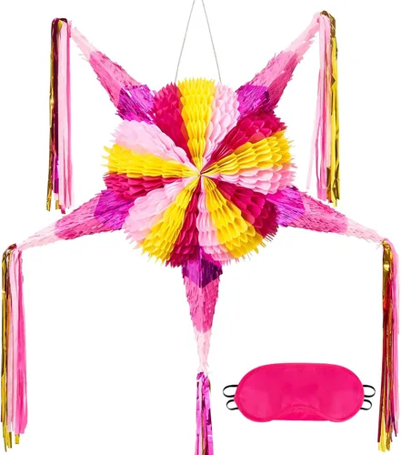 Miniatura 105 de WERNNSAI - Piñata de sirena plegable, piñata de cumpleaños con flecos que incluye cuerda para jalar, venda y bate. Decoraciones