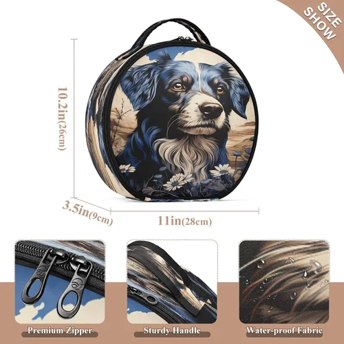Miniatura 3 de senya Bolsa redonda para cosméticos, estuche de viaje para maquillaje, bolsa organizadora de maquillaje con divisores ajustables, portátil