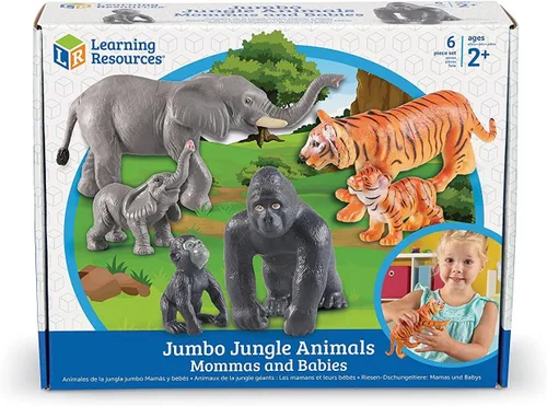 Miniatura 4 de Learning Resources Jumbo Jungle Animals Mommas y Bebés - Juguetes de animales de safari, figuras de animales pequeños, figuras de juguete