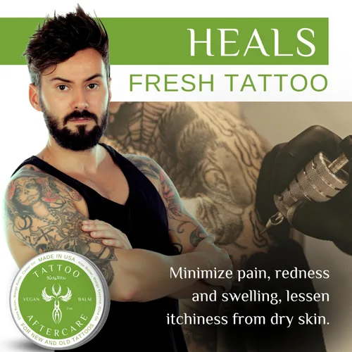 Miniatura 2 de BodyJ4You Bálsamo para el cuidado posterior del tatuaje, nueva crema hidratante para recuperación de tatuajes, color no graso para mejorar