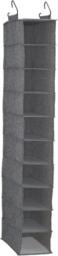 Miniatura 13 de Household Essentials Organizador de armario de plástico y mezcla de algodón estrecho colgante con 10 estantes de almacenamiento, mezclilla