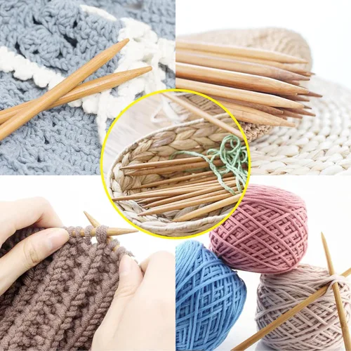 Miniatura 6 de Juego de agujas de tejer de bambú, 18 pares de agujas de tejer de madera de 14 pulgadas de largo para principiantes, tamaño de EE. UU. 0-15 Blanco