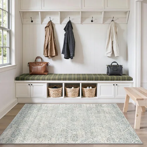 Miniatura 31 de Soalmost Alfombras de área de 5 x 7 pies para sala de estar, alfombras lavables florales beige para comedor, dormitorio, oficina en casa, alfombra