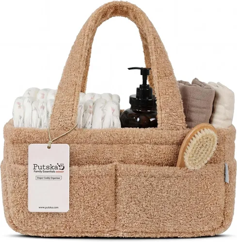 Miniatura 14 de PUTSKA Organizador de pañales para bebé para mesa de cambio – Elegante cesta de almacenamiento para guardería, artículos esenciales para recién