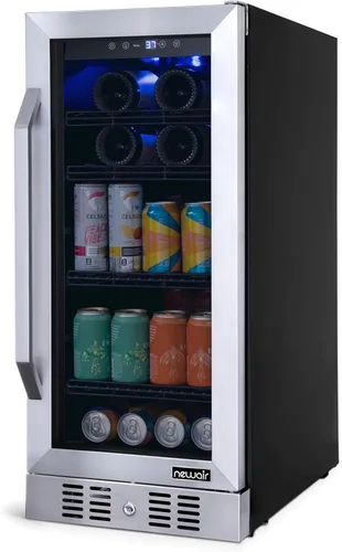 Miniatura 10 de NewAir Refrigerador de bebidas y vino de zona única de 15 pulgadas, refrigerador de bebidas y vino para 33 botellas/80 latas, mini refrigerador