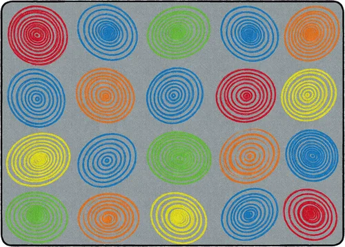 Flagship Carpets Alfombra educativa abstracta en círculos para decoración de asientos en la habitación de los niños, alfombra para aulas de niños,