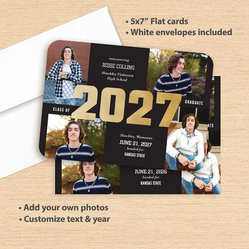 Miniatura 4 de Let's Make Memories Anuncios de graduación personalizados para clase de 2026 o cualquier año, invitaciones de calidad premium, 5 x 7, tarjetas Un