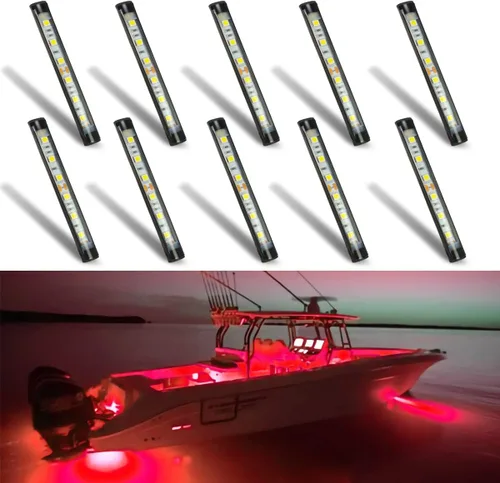 Miniatura 8 de Boaton Luces LED para pesca nocturna marina, luces interiores de cortesía para barco, sin necesidad de perforar, azul 10 piezas azul (Blue)
