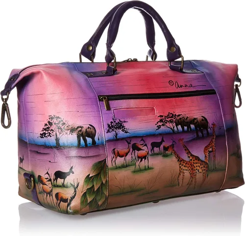 Miniatura 2 de Anna by Anuschka Bolso de viaje grande de cuero pintado a mano para mujer - Serengeti Sunset