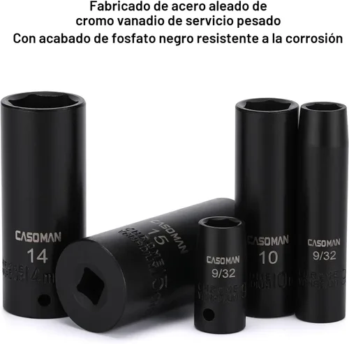 Miniatura 3 de CASOMAN Juego de llaves de impacto Drive Master de 1/4 de pulgada, 50 piezas, 6 puntos, SAE/métrico, 5/32 pulgadas - 9/16 pulgadas, 0.157 in - 0.591