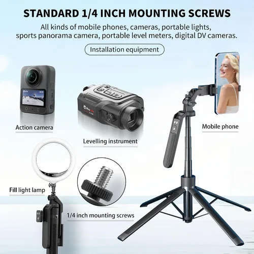 Miniatura 6 de Trípode de 70 pulgadas para teléfono, trípode portátil todo en uno extensible para celular, trípodes altos de viaje para grabar videos, selfies