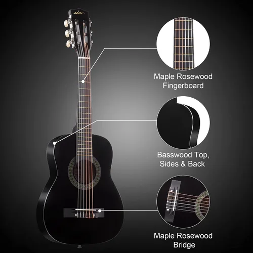 Miniatura 2 de ADM - Guitarra acústica para principiantes, 30 pulgadas, cuerdas de nailon, guitarra de madera para niños y estudiantes, lecciones en línea