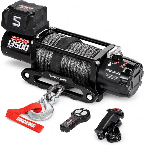 Miniatura 2 de SINOKING Cabrestante eléctrico de 13500 libras para Jeep, camión, SUV, cabrestante de remolque y cabrestante de barco - Cuerda sintética resistente