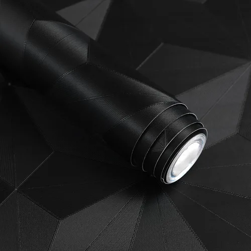 Miniatura 5 de Papel tapiz 3D para despegar y pegar, papel tapiz negro, papel adhesivo de vinilo de 15.7 x 118 pulgadas y papel de pared extraíble, papel tapiz