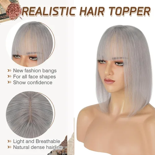 Miniatura 138 de Rich Choices Pelucas con topper de cabello para mujeres, cabello humano real 100% Remy, sin flequillo, para mujeres con adelgazamiento en la parte
