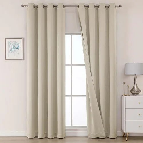 Miniatura 32 de OWENIE Cortinas 100% opacas de 96 pulgadas de largo, 2 paneles para dormitorio, sala de estar, cortinas superiores con aislamiento térmico