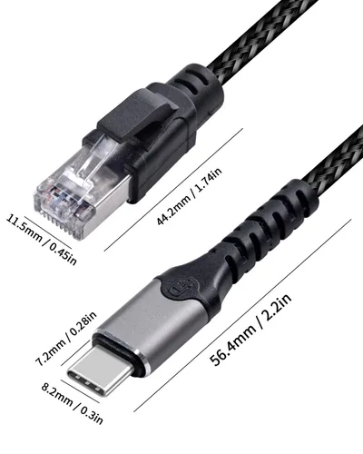 Miniatura 4 de Duttek Cable Gigabit USB C a Ethernet de 10 pies, cable RJ45 a USB C de hasta 1000/100/10 Mbps Cable de red LAN Ethernet compatible con Thunderbolt