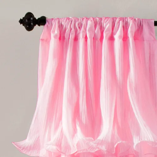 Miniatura 2 de Lush Decor Nerina - Panel individual de ventana con filtro de luz, 54 pulgadas de ancho x 84 pulgadas de largo, rosa - Cortinas con volantes