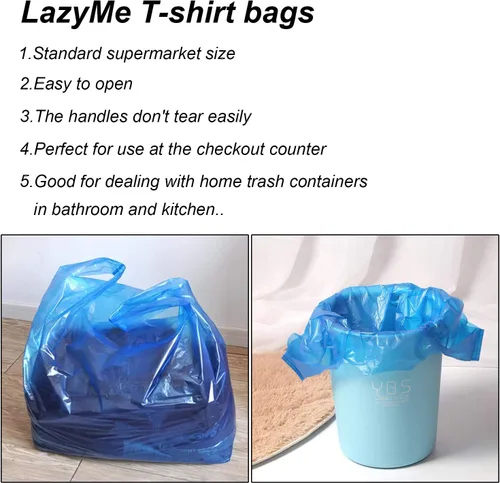 Miniatura 5 de LazyMe Bolsas de plástico para camisetas, bolsas de plástico para negocio, bolsas de plástico de 12 x 20 pulgadas con asas para comestibles
