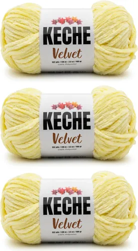 Miniatura 159 de Keche Hilo de terciopelo para ganchillo, manta de felpilla suave, voluminosa, hilo amigurumi, 3.53 oz (132 yardas), color azul bebé