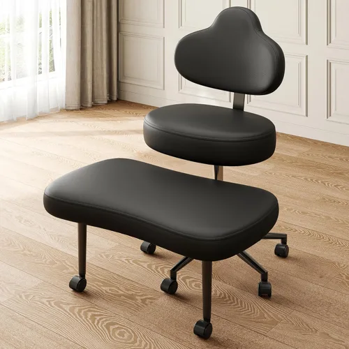 Miniatura 11 de Pinmoco Silla de Oficina para Sentarse con Piernas Cruzadas con Ruedas, Silla de Meditación, Silla TDAH para Adultos, Respaldo y Asiento más Anchos