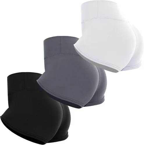 GAYHAY Paquete de 3 pantalones cortos para mujer Pantalones cortos de elastano de cintura alta de 2 pulgadas, pantalones cortos de baile, voleibol,