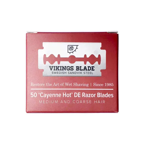 Miniatura 6 de VIKINGS BLADE Cuchillas de afeitar de seguridad de doble filo, 50 cuchillas, acero sueco + revestimiento de platino, cuchillas de afeitar
