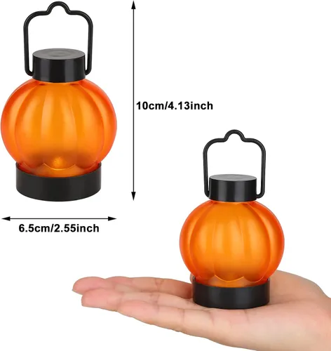 Miniatura 5 de IMAGE Farol de calabaza parpadeante, paquete de 12 luces LED parpadeantes de Halloween con velas sin llama que funcionan con pilas para Halloween