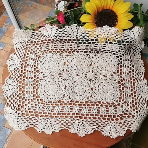Miniatura 5 de Hsvanyr 15 x 27 pulgadas rectangular de algodón hecho a mano con encaje de ganchillo para mesa de café, tocador, bufanda, centros de mesa, decoración