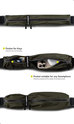 Miniatura 2 de Cinturón de correr Fitgriff® para hombres y mujeres - Bolso de jogging seguro para teléfono, llaves y elementos esenciales - Para todos los Verde