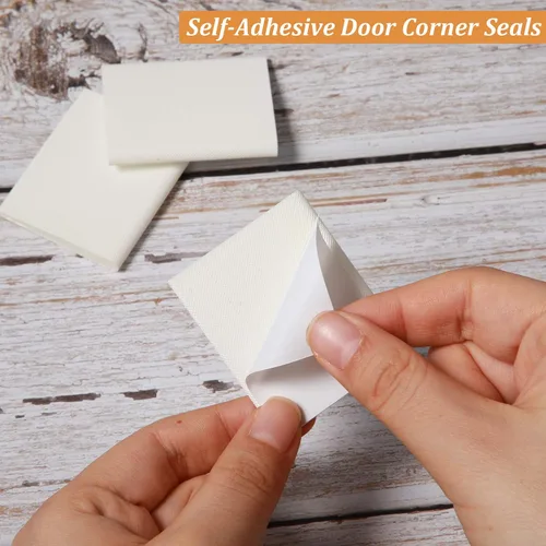 Miniatura 3 de Jetec 14 Piezas Sellos de Esquina de Puerta Autoadhesivos Sello de Marco de Puerta Exterior Burlete Almohadilla de Esquina de Espuma Tope de Blanco