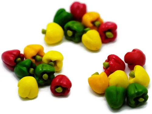 Miniatura 2 de 1shopforyou Juego decorativo de 21 piezas de pimiento dulce – Acentos de exhibición de arcilla para decoración del hogar y estilo artesanal