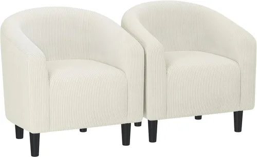 Miniatura 19 de Yaheetech Juego de 2 sillones, silla de club de tela de bouclé, silla elegante de sherpa con asiento suave y acolchado para sala de estar, Negro