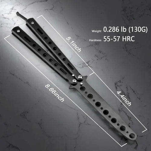 Miniatura 3 de Little World Cuchillo de mariposa - 1 paquete de cuchillo de mariposa herramienta de práctica de acero de metal - Peine para practicar trucos