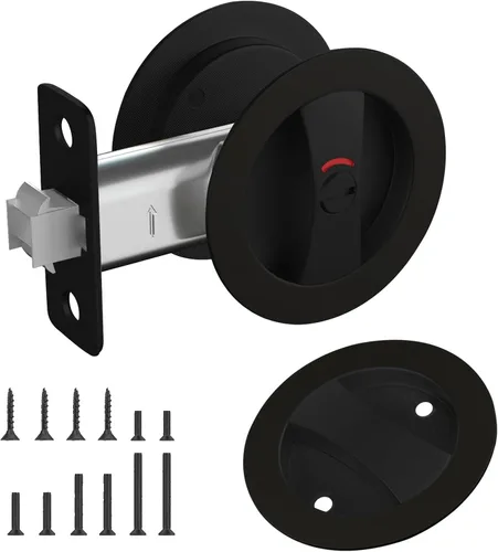 Miniatura 7 de Cerradura de puerta de bolsillo redondo con indicador, 1 paquete de accesorios contemporáneos de privacidad para puerta, pestillo de puerta de Oro