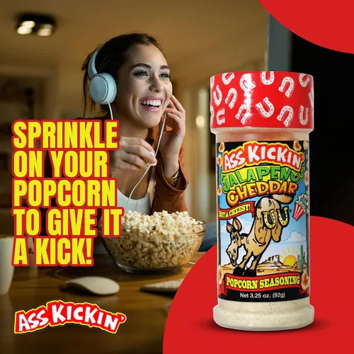 Miniatura 4 de ASS KICKIN' Condimento de palomitas de maíz cheddar de jalapeño, ideal para palomitas de maíz gourmet o alitas de pollo y carne, rellenos perfectos
