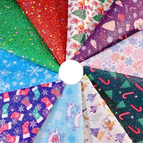 Miniatura 6 de Sábanas de piel sintética con estampado de copos de nieve de Navidad, 8 x 12 pulgadas, tela brillante con purpurina fina para lazos, manualidades