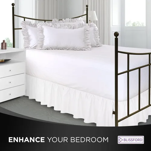 Miniatura 2 de Falda de cama con volantes con esquinas divididas, tamaño King, falda de cama de 14 pulgadas (disponible en 16 colores)