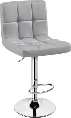 Miniatura 16 de Yaheetech Taburete de bar individual, taburetes giratorios de piel sintética ajustables, taburetes modernos con respaldo y reposapiés, taburetes