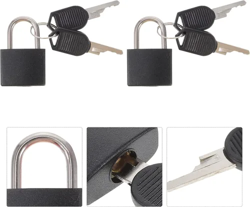 Miniatura 5 de Cerradura para casillero 2 piezas Llave para el candado trasero Reemplazo de almacenamiento de libros con mini cerradura negra Viaje Mm Joyería