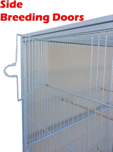 Miniatura 6 de Gran jaula doble con divisor central para pájaros, casa del árbol, jaula de vuelo para loros, rejilla para cría, comedero, puertas laterales