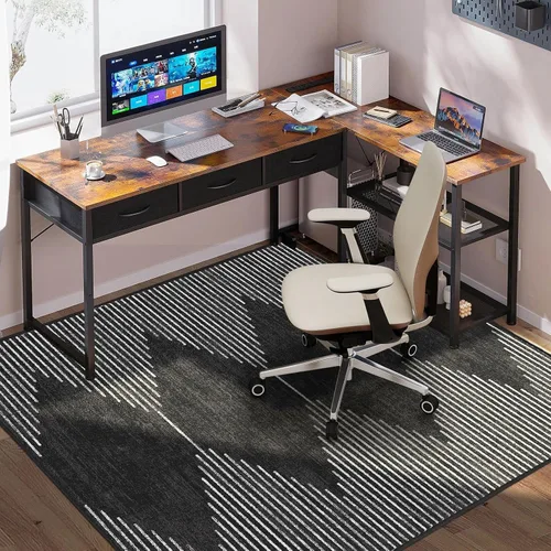 Miniatura 8 de Tapete para silla de oficina para suelo duro, 60"x75" tapete grande y duradero para silla de computadora, alfombra protectora de suelo única