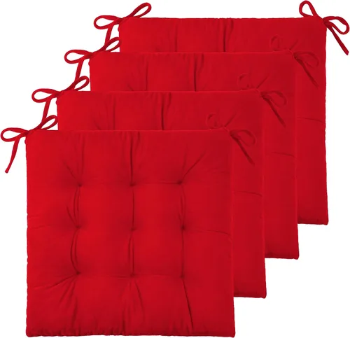 Miniatura 11 de Paquete de 4 cojines para sillas de comedor, oficina, cocina, 19 x 19 pulgadas, cojines para sillas y cojines cómodos con lazos (terciopelo negro)