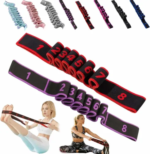 Miniatura 24 de Banda de resistencia de fitness para estiramiento y yoga, bandas de resistencia con asas para brazos, ejercicio de tirador de moda, bandas