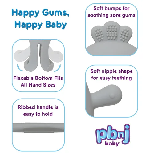 Miniatura 6 de PBnJ baby Paquete de 2 juguetes de dentición para bebés de 0 a 6 a 12 meses, guantes de dentición de silicona de grado alimenticio, sin caída