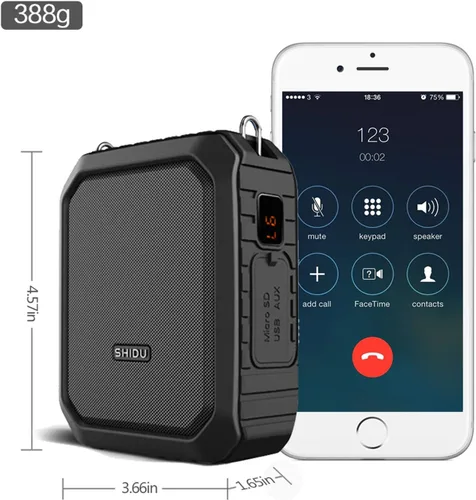 Miniatura 8 de Amplificador de voz personal para profesores - Altavoz portátil con micrófono de auriculares con cable de 18 W, impermeable, IPX5, cintura mejorador